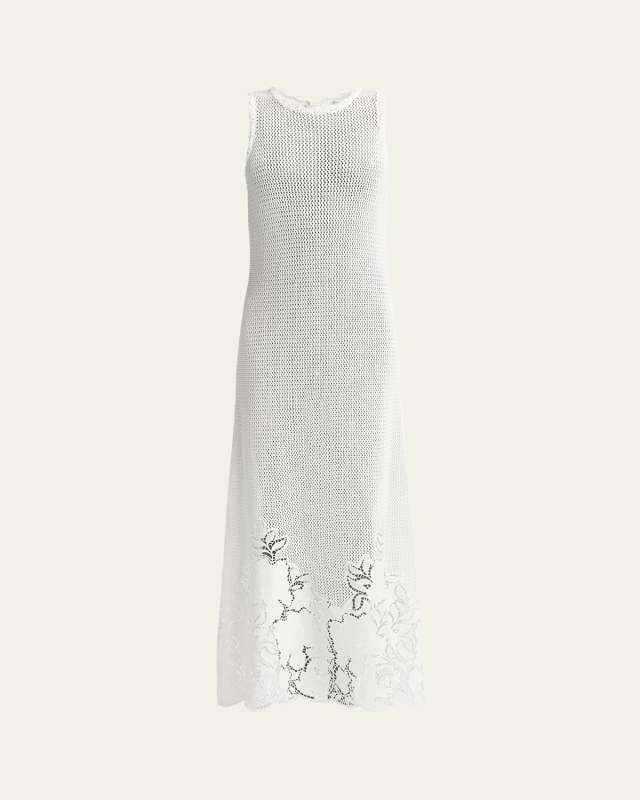Crochet Floral Sleeveless Maxi Dress